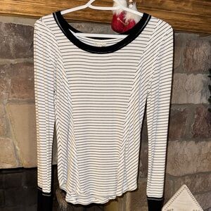 Hem & Thread Black and White Striped Long Sleeve Top